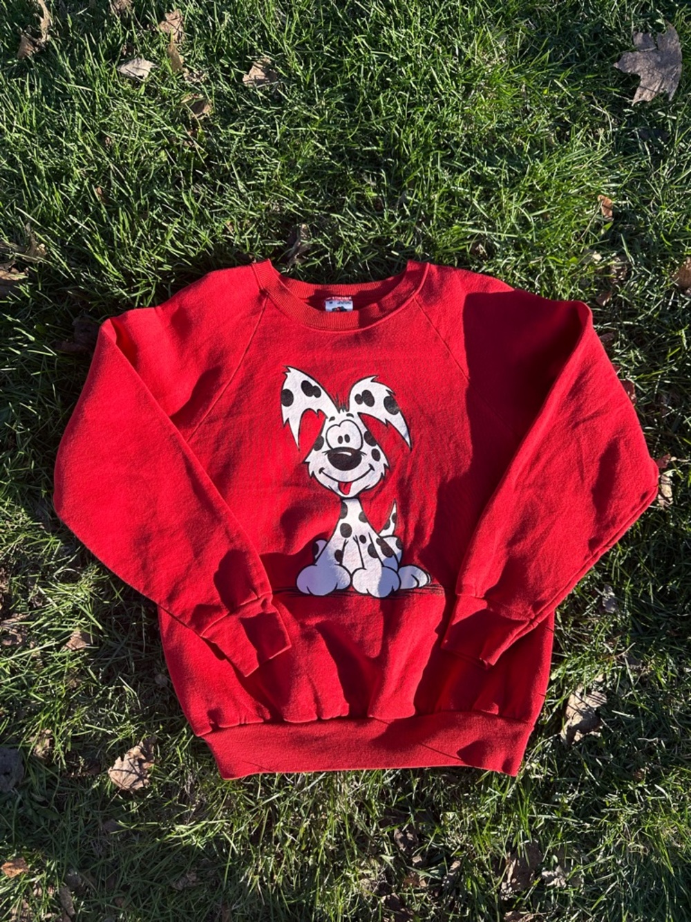 Red Cartoon Dalmatian Dog Pullover Sweatshirt - Unbranded